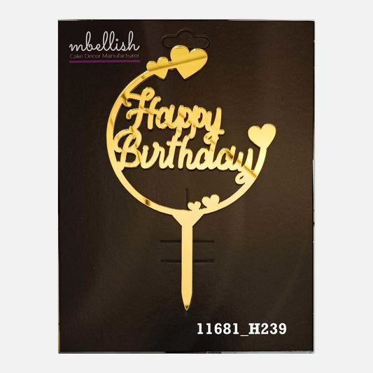 Happy Birthday Premium Acrylic Cake Topper, Medium Size (4 inches), Pack of 1. SKU-11681