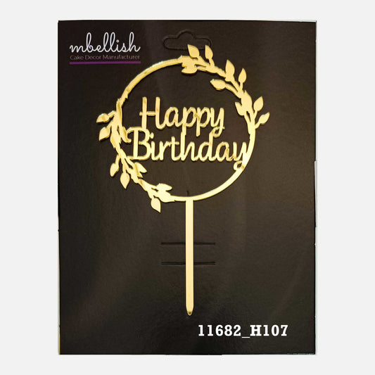 Happy Birthday Premium Acrylic Cake Topper, Medium Size (4 inches), Pack of 1. SKU-11682