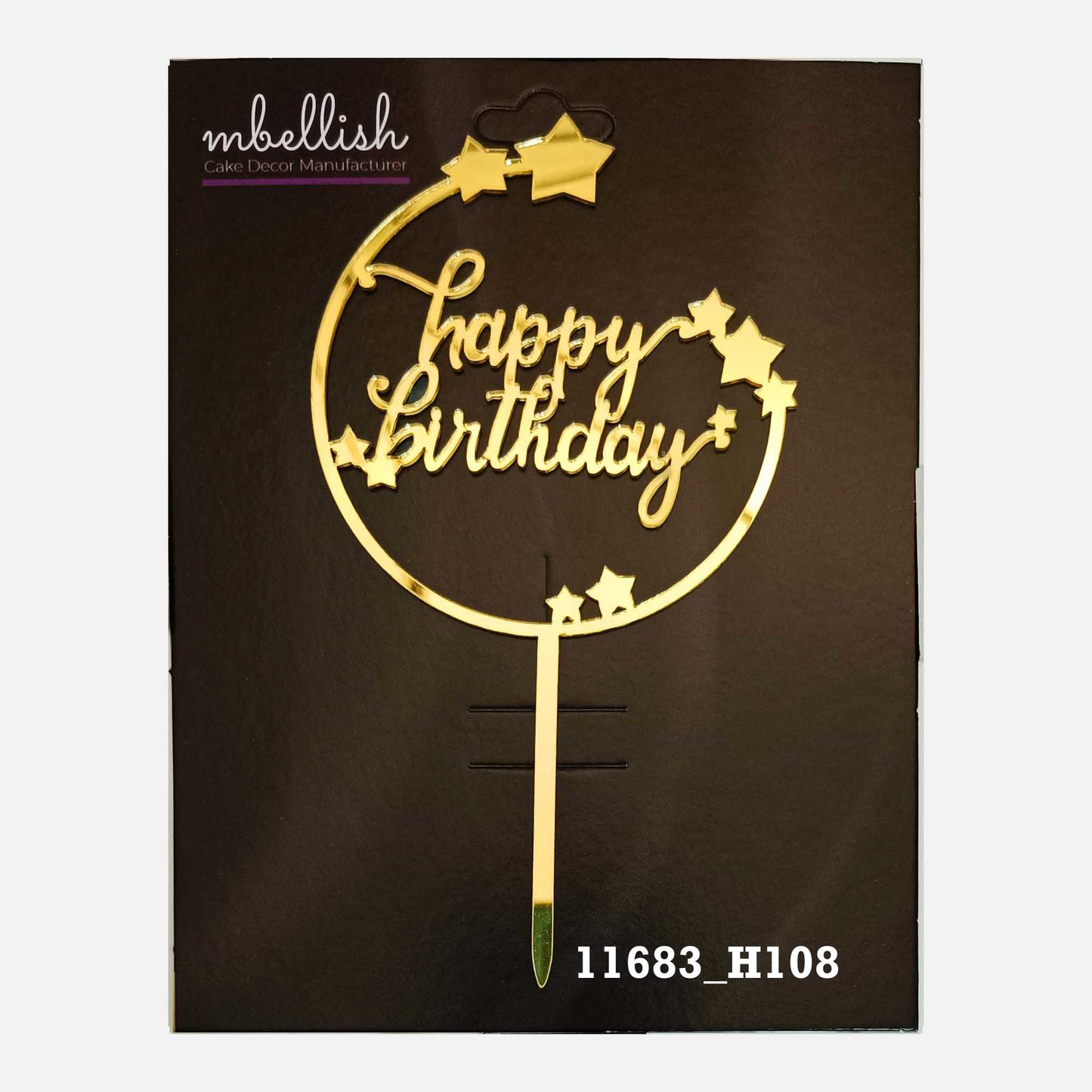 Happy Birthday Premium Acrylic Cake Topper, Medium Size (4 inches), Pack of 1. SKU-11683