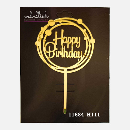 Happy Birthday Premium Acrylic Cake Topper, Medium Size (4 inches), Pack of 1. SKU-11684