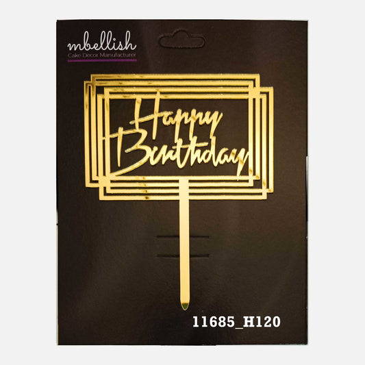 Happy Birthday Premium Acrylic Cake Topper, Medium Size (4 inches), Pack of 1. SKU-11685