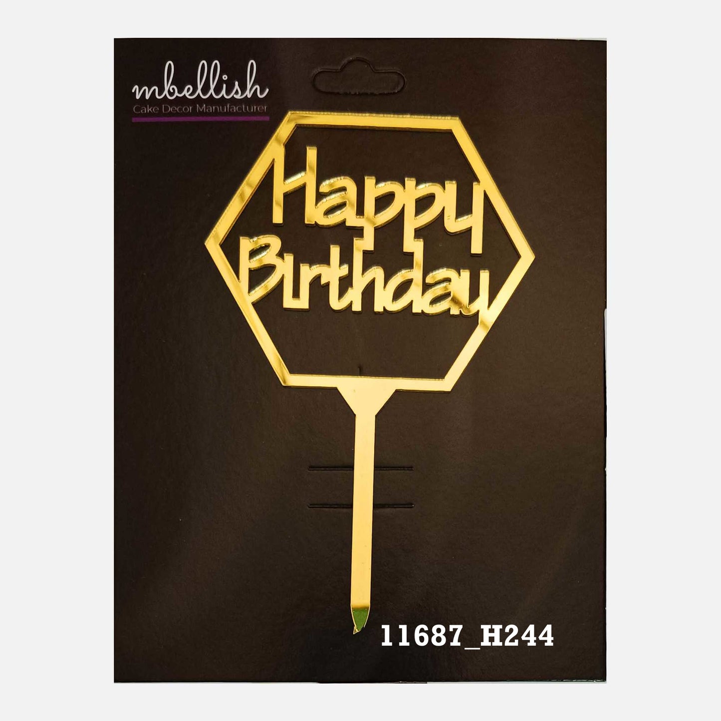 Happy Birthday Premium Acrylic Cake Topper, Medium Size (4 inches), Pack of 1. SKU-11687