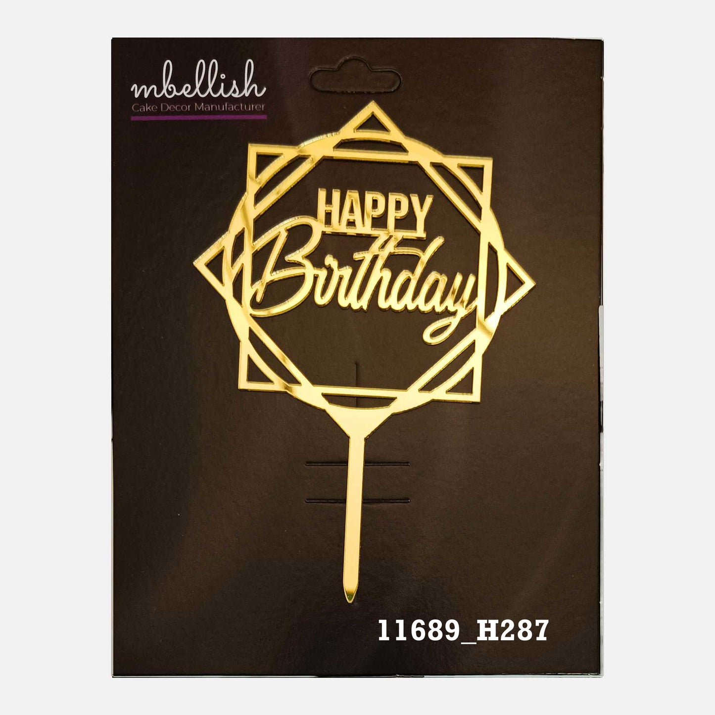 Happy Birthday Premium Acrylic Cake Topper, Medium Size (4 inches), Pack of 1. SKU-11689