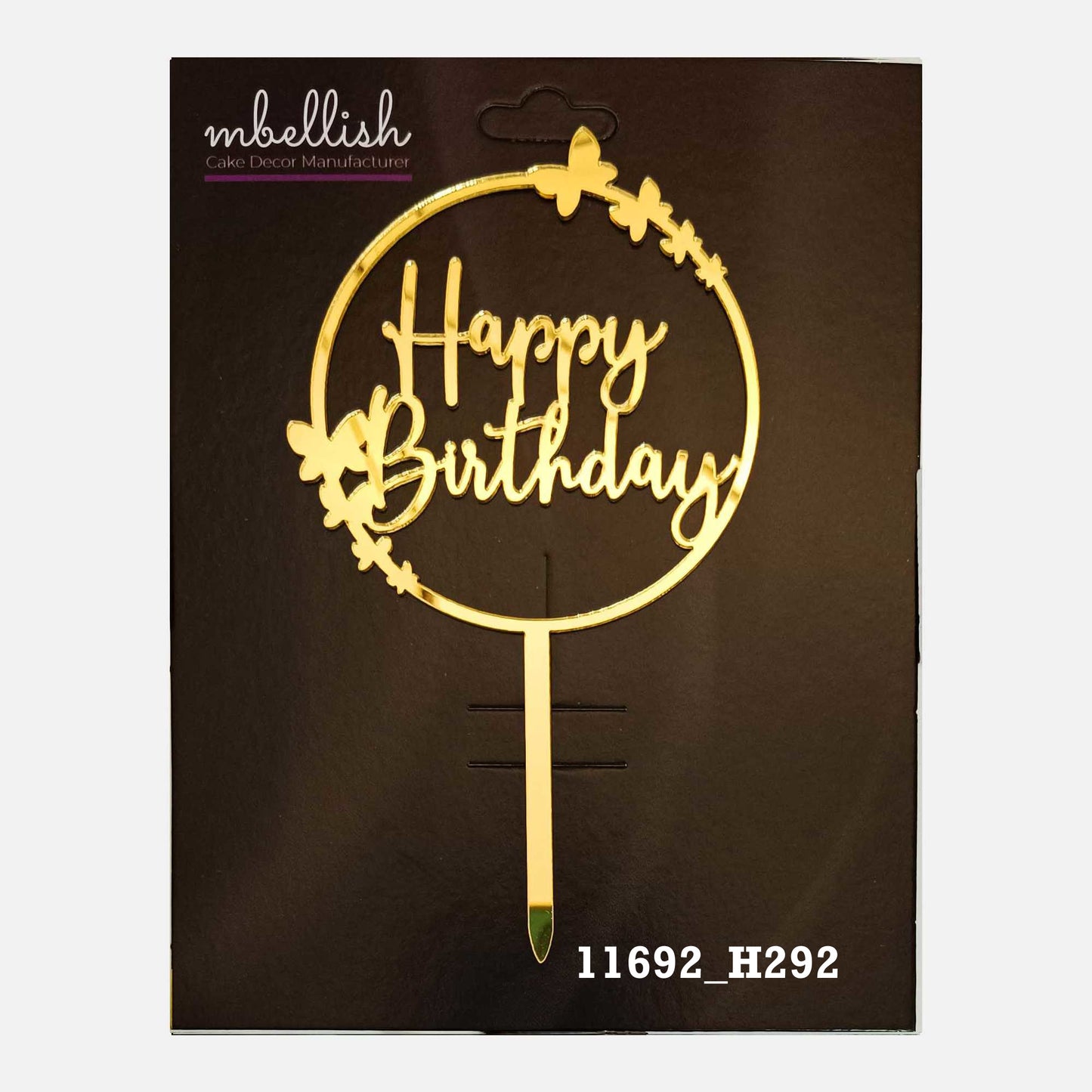 Happy Birthday Premium Acrylic Cake Topper, Medium Size (4 inches), Pack of 1. SKU-11692