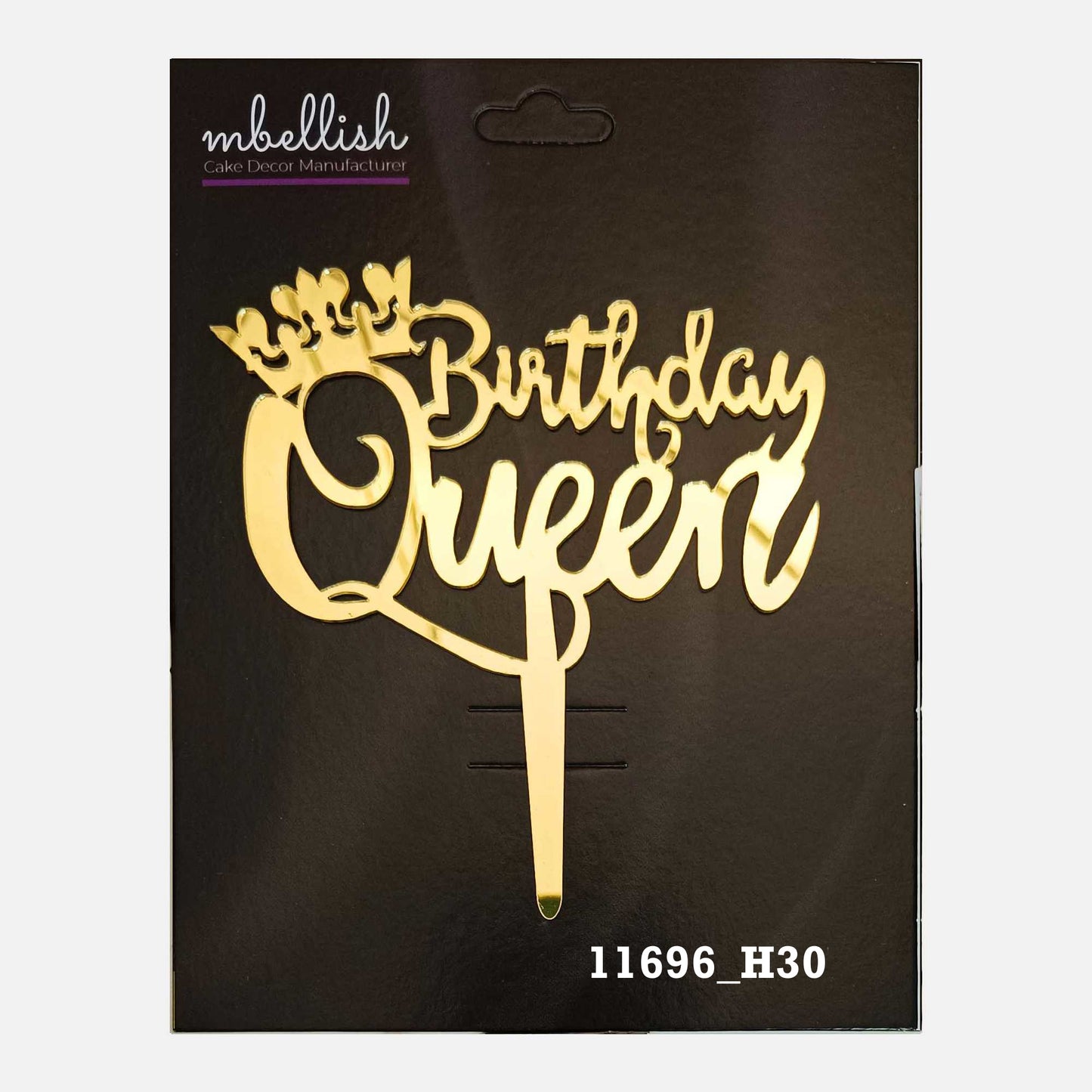 Birthday Queen Premium Acrylic Cake Topper, Medium Size (4 inches), Pack of 1. SKU-11696