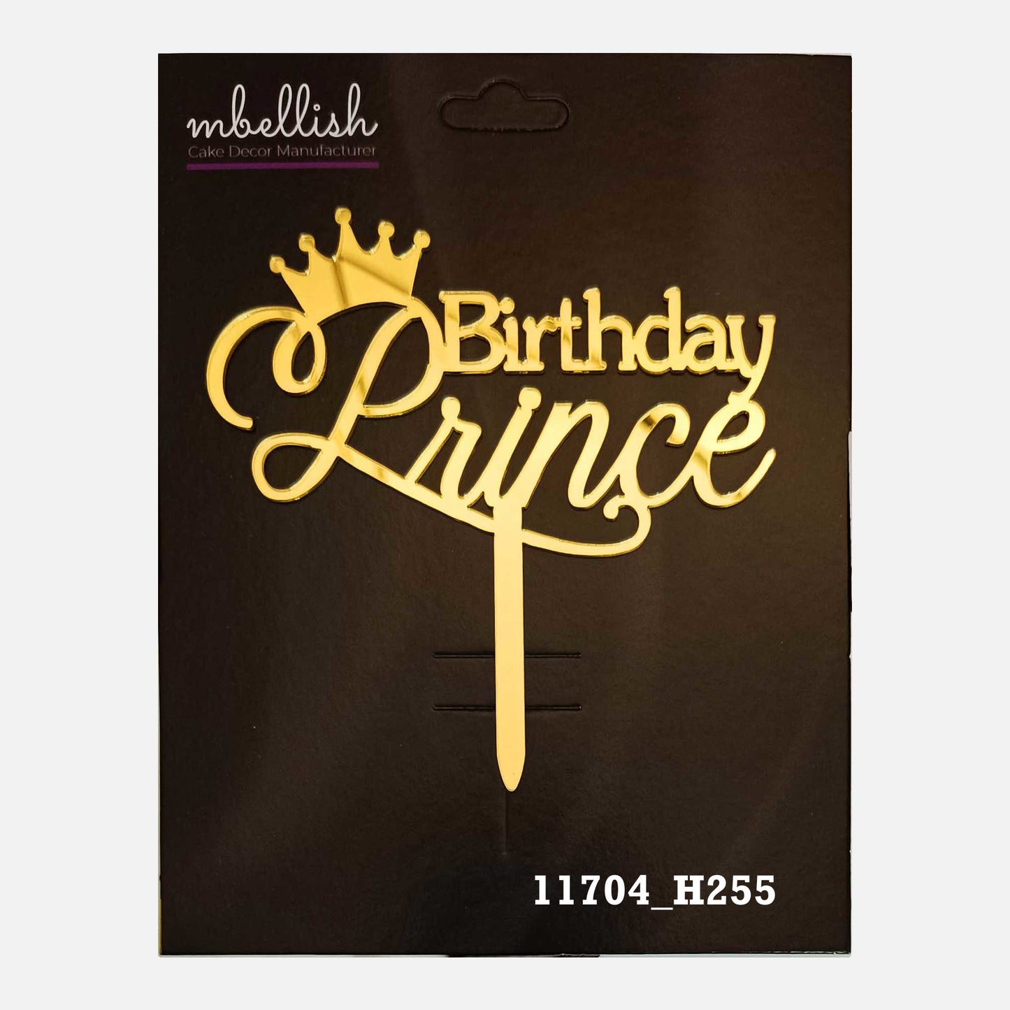 Birthday Prince Premium Acrylic Cake Topper, Medium Size (4 inches), Pack of 1. SKU-11704