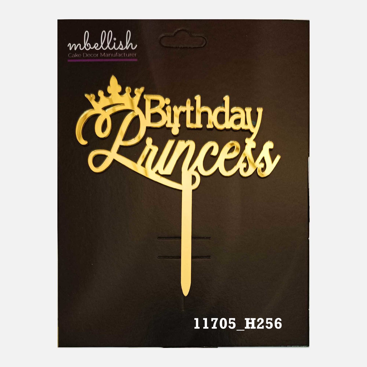 Birthday Princess Premium Acrylic Cake Topper, Medium Size (4 inches), Pack of 1. SKU-11705