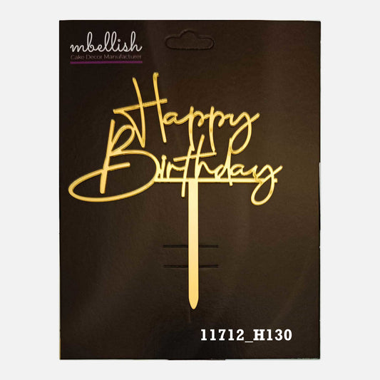 Happy Birthday Premium Acrylic Cake Topper, Medium Size (4 inches), Pack of 1. SKU-11712