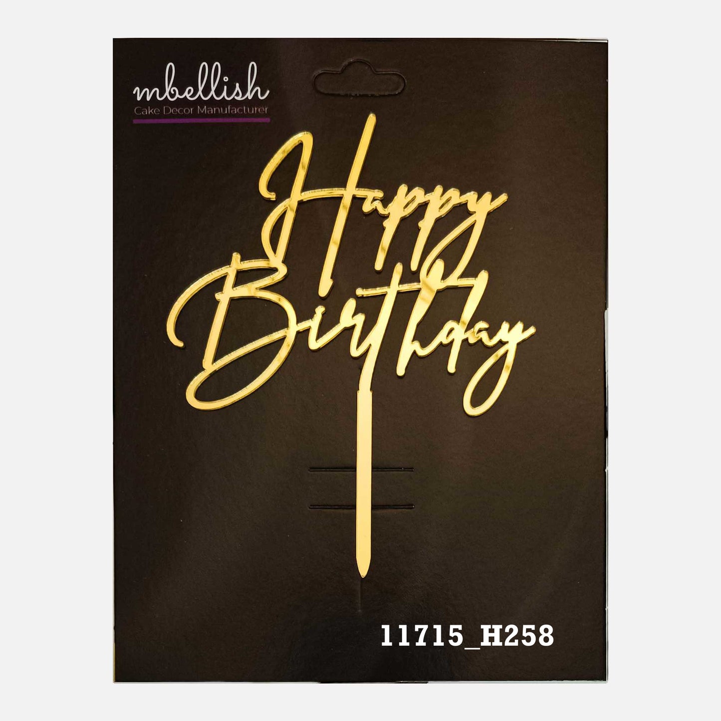 Happy Birthday Premium Acrylic Cake Topper, Medium Size (4 inches), Pack of 1. SKU-11715