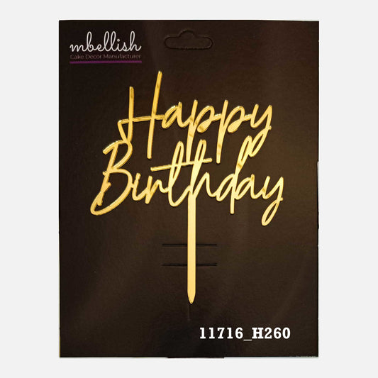 Happy Birthday Premium Acrylic Cake Topper, Medium Size (4 inches), Pack of 1. SKU-11716