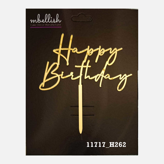 Happy Birthday Premium Acrylic Cake Topper, Medium Size (4 inches), Pack of 1. SKU-11717