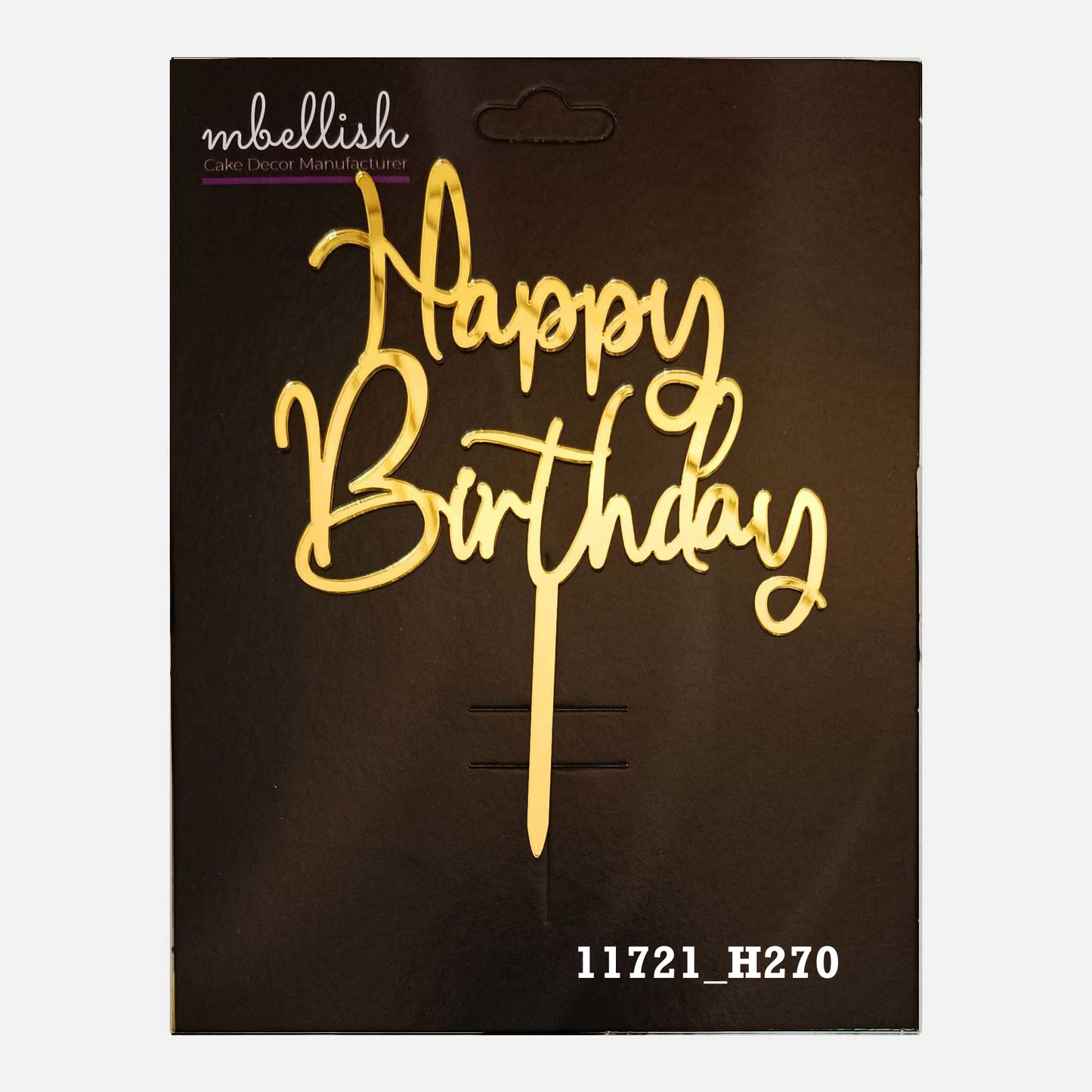 Happy Birthday Premium Acrylic Cake Topper, Medium Size (4 inches), Pack of 1. SKU-11721