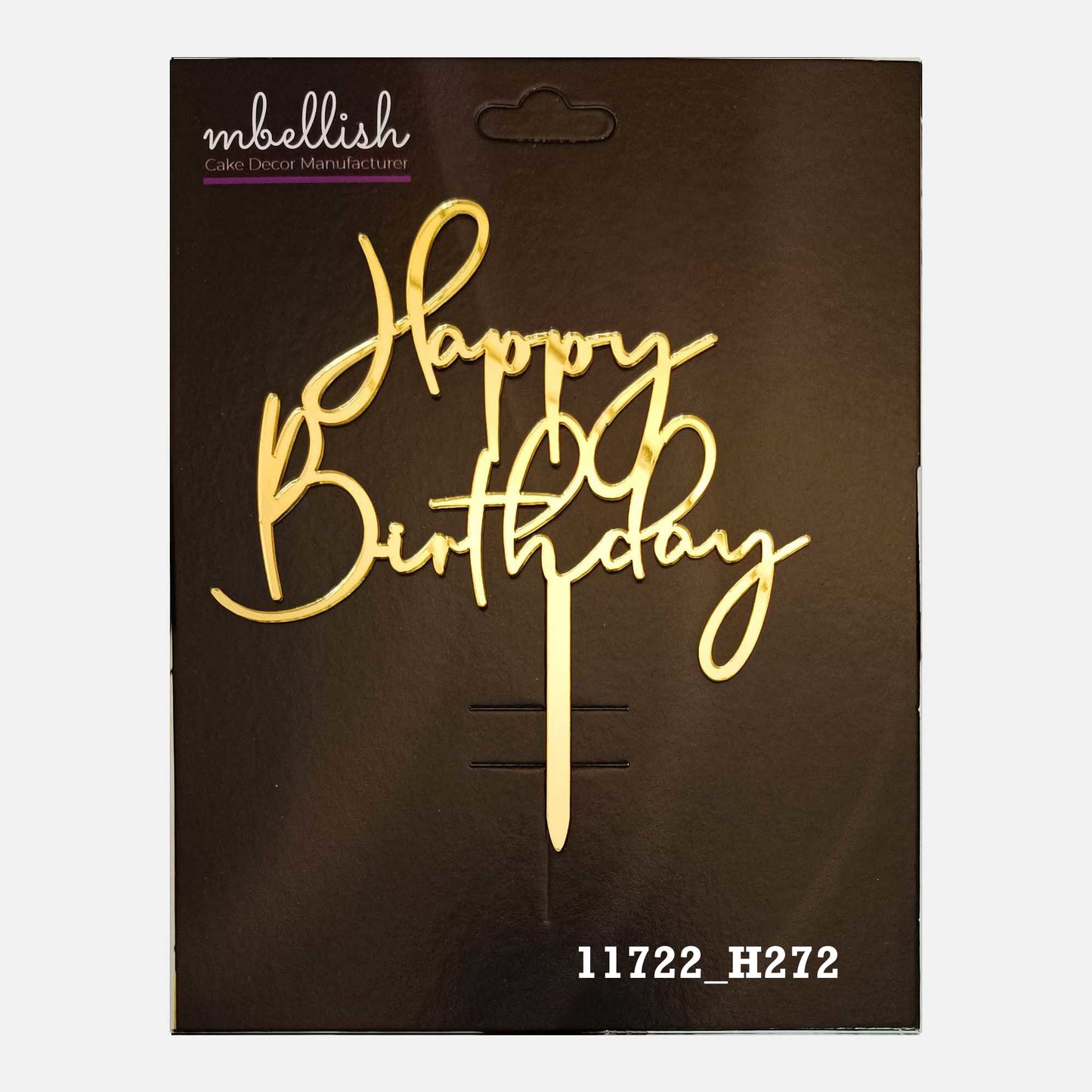 Happy Birthday Premium Acrylic Cake Topper, Medium Size (4 inches), Pack of 1. SKU-11722