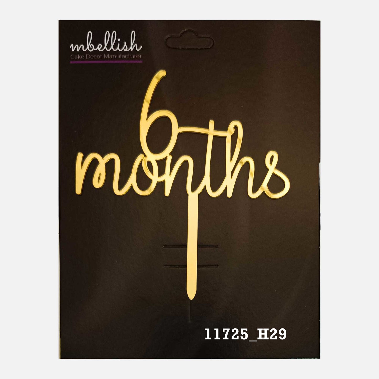 6 Months Premium Acrylic Cake Topper, Medium Size (4 inches), Pack of 1. SKU-11725