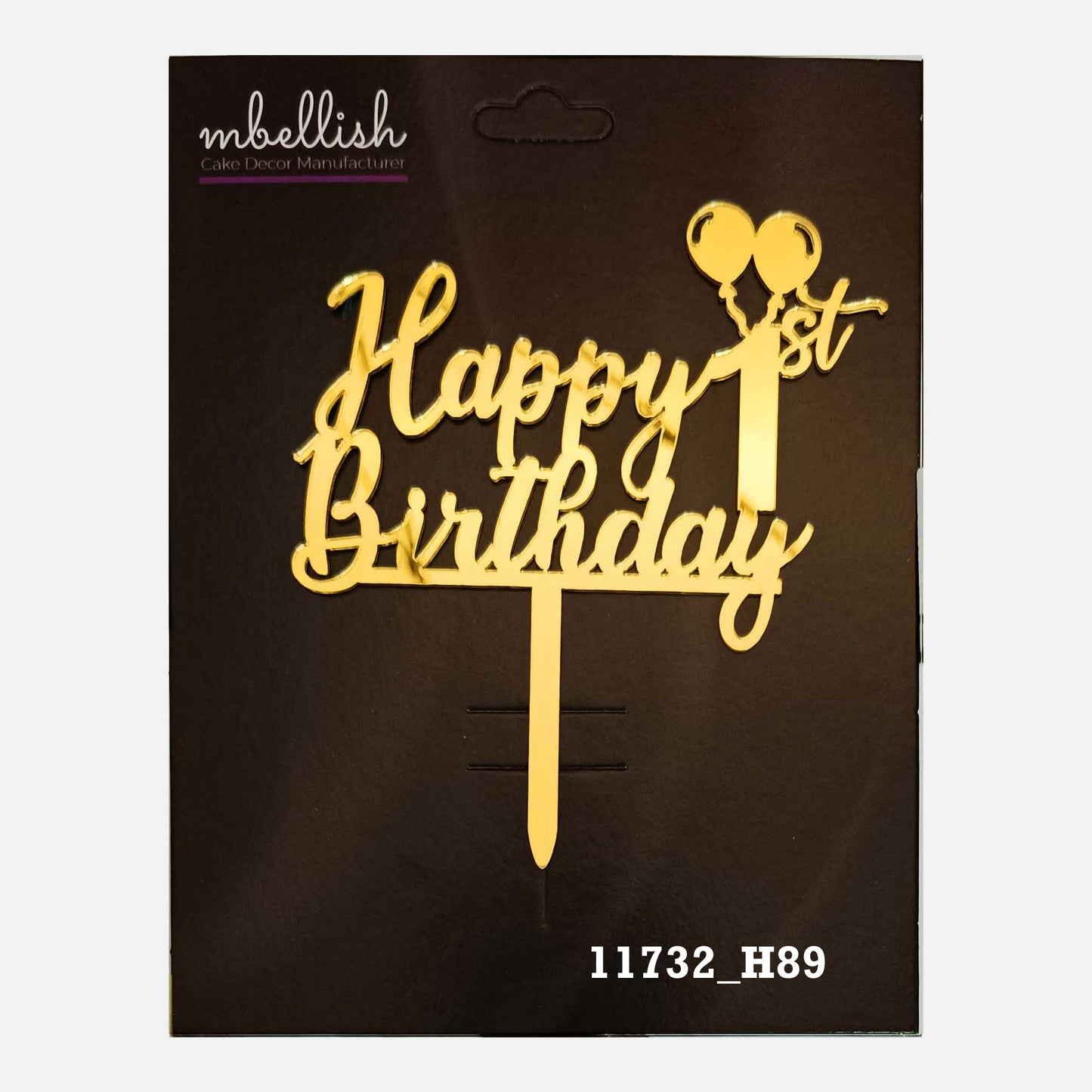 Happy 1st Birthday Premium Acrylic Cake Topper, Medium Size (4 inches), Pack of 1. SKU-11732