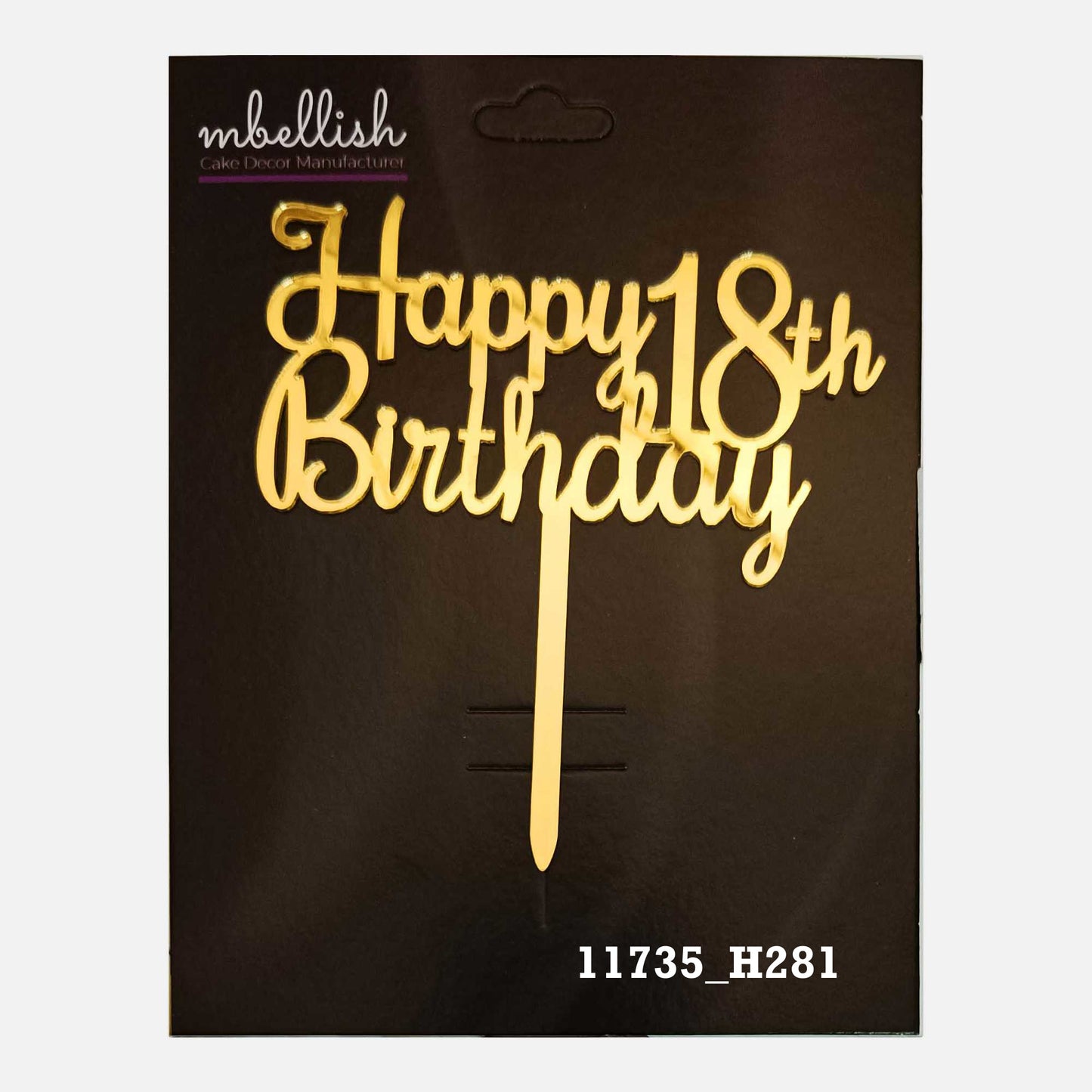 Happy 18th Birthday Premium Acrylic Cake Topper, Medium Size (4 inches), Pack of 1. SKU-11735