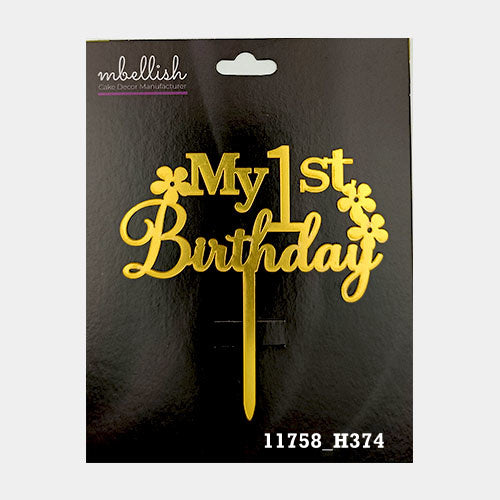 My 1st Birthday Premium Acrylic Cake Topper, Medium Size (4 inches), Pack of 1. SKU-11758