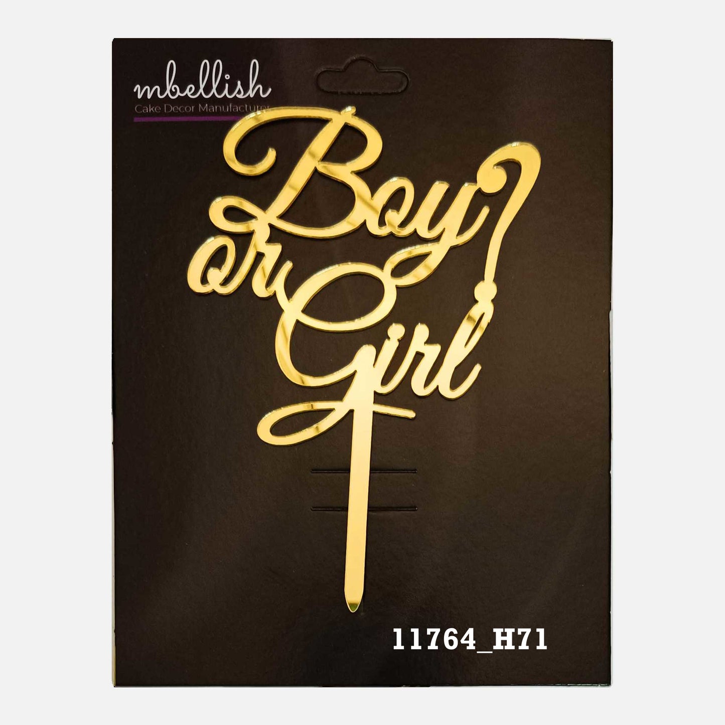 Boy or Girl Premium Acrylic Cake Topper, Medium Size (4 inches), Pack of 1. SKU-11764