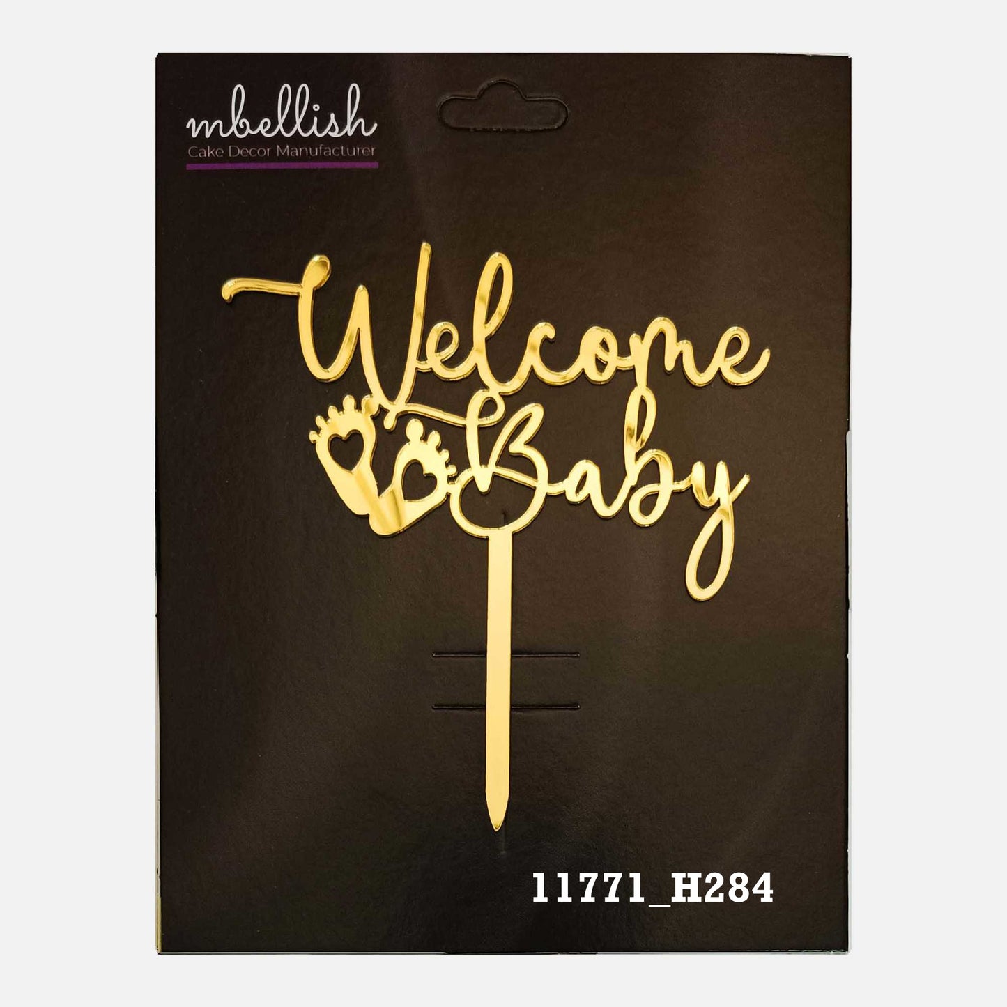 Welcome Baby Premium Acrylic Cake Topper, Medium Size (4 inches), Pack of 1. SKU-11771