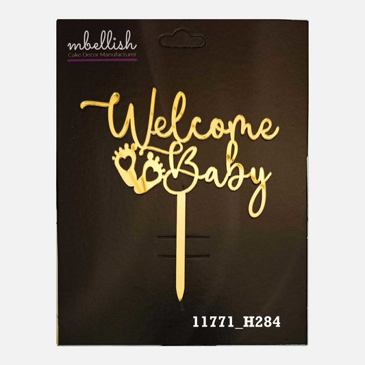 Welcome Baby Premium Acrylic Cake Topper, Medium Size (4 inches), Pack of 1. SKU-11771