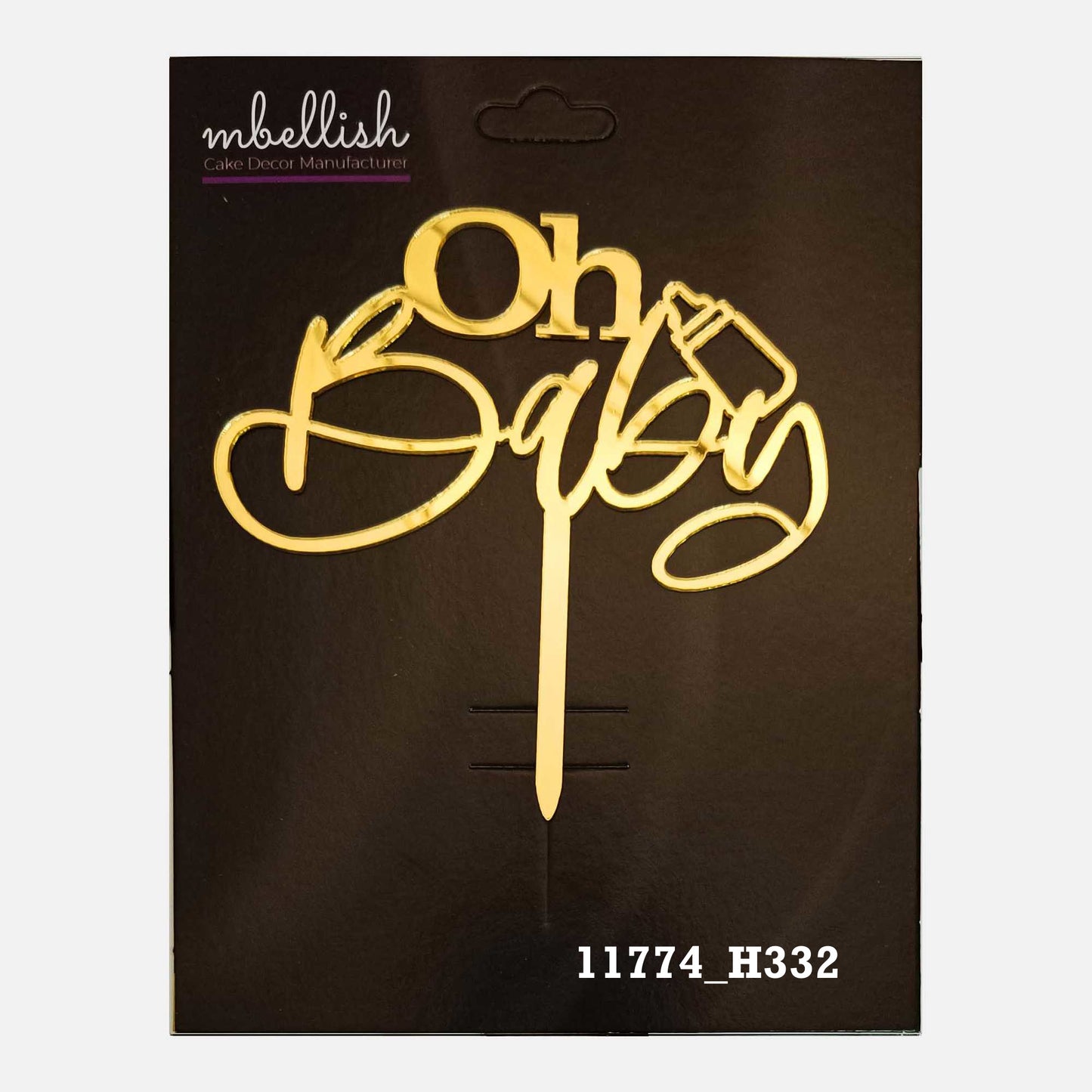 Oh Baby Premium Acrylic Cake Topper, Medium Size (4 inches), Pack of 1. SKU-11774