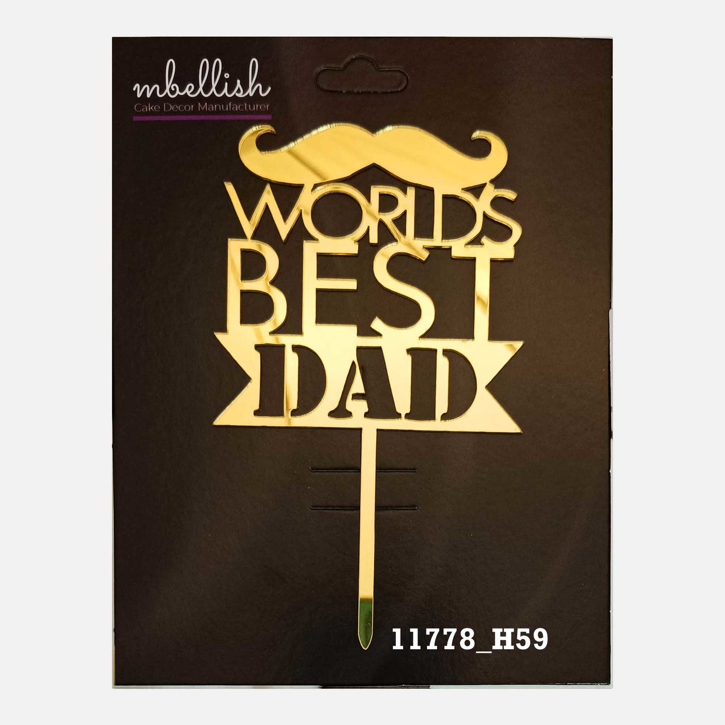 World's best dad Premium Acrylic Cake Topper, Medium Size (4 inches), Pack of 1. SKU-11778