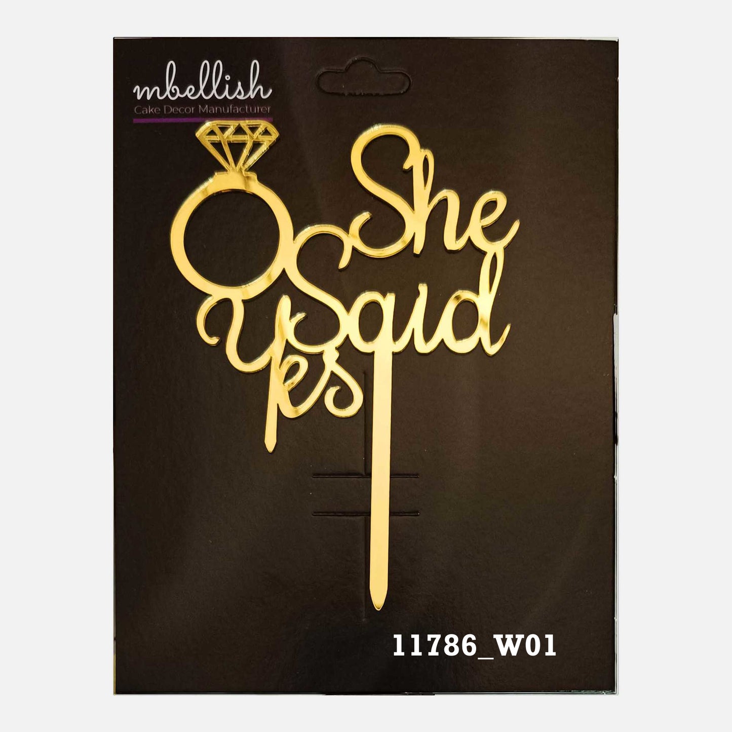 She Said Yes Premium Acrylic Cake Topper, Medium Size (4 inches), Pack of 1. SKU-11786