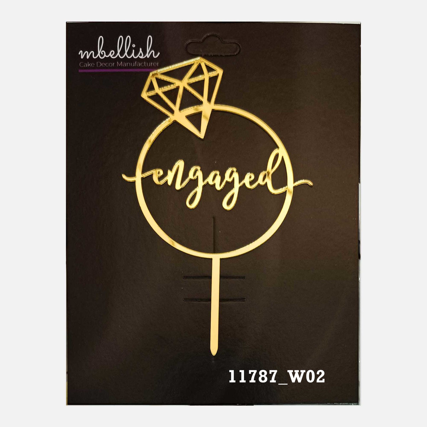 Engaged Premium Acrylic Cake Topper, Medium Size (4 inches), Pack of 1. SKU-11787