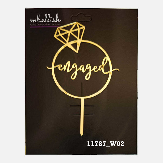 Engaged Premium Acrylic Cake Topper, Medium Size (4 inches), Pack of 1. SKU-11787