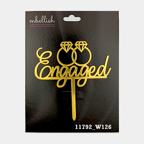 Engaged Premium Acrylic Cake Topper, Medium Size (4 inches), Pack of 1. SKU-11792
