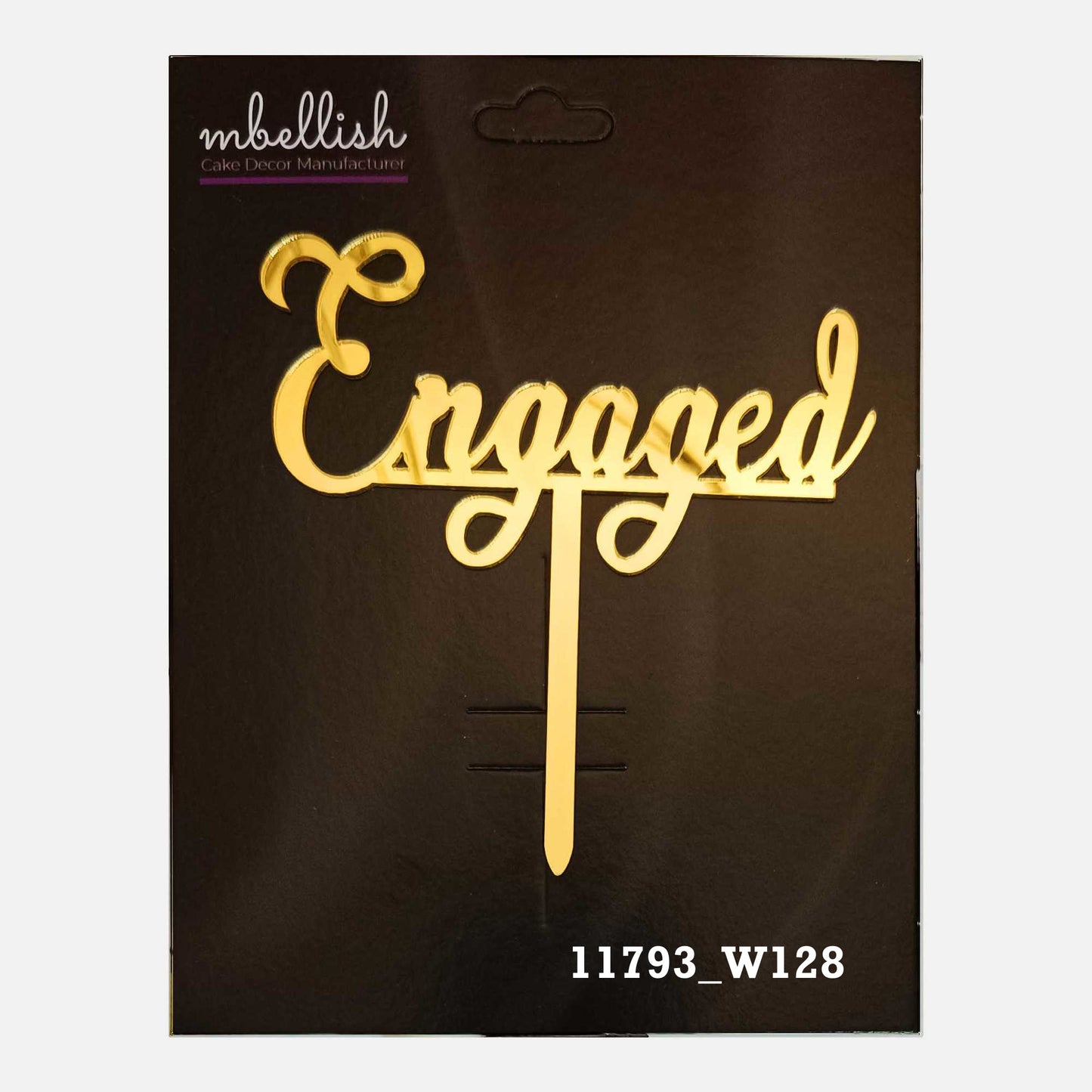 Engaged Premium Acrylic Cake Topper, Medium Size (4 inches), Pack of 1. SKU-11793