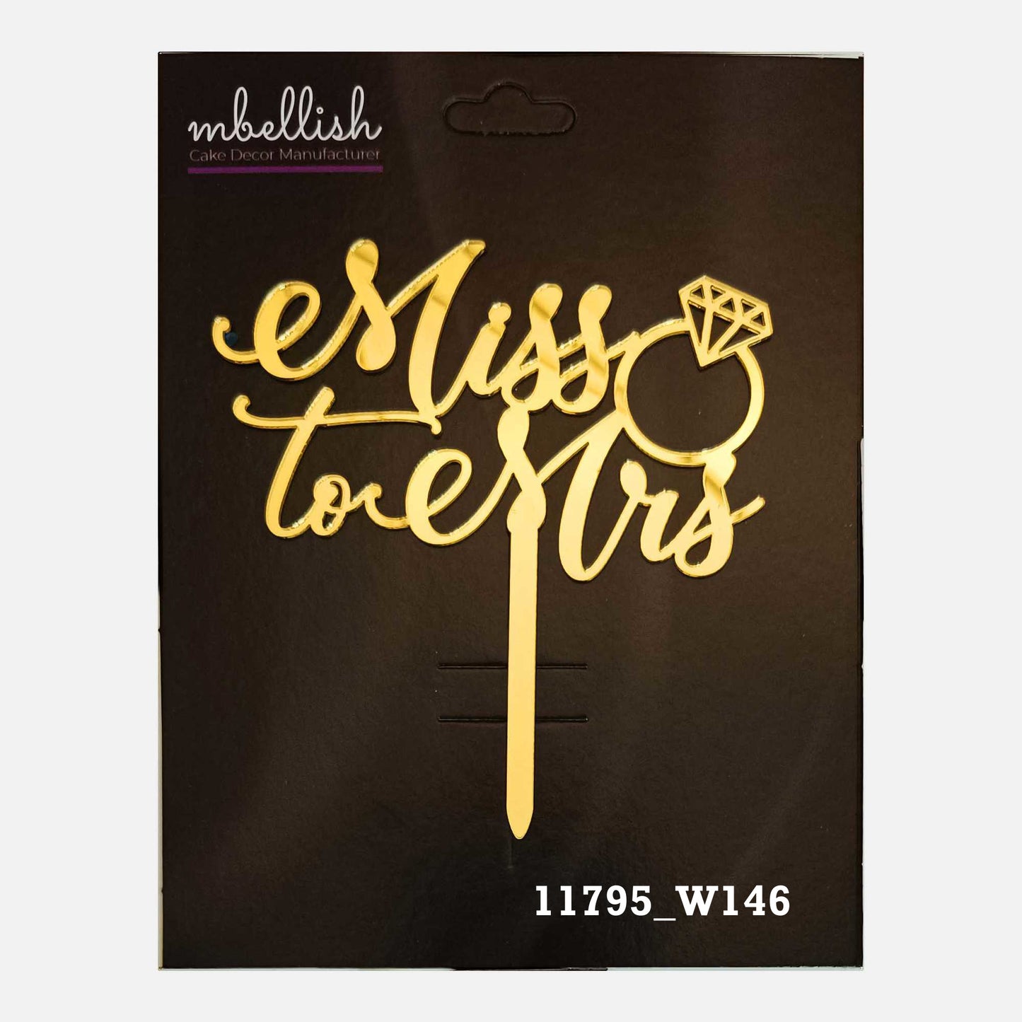 Miss to Mrs Premium Acrylic Cake Topper, Medium Size (4 inches), Pack of 1. SKU-11795