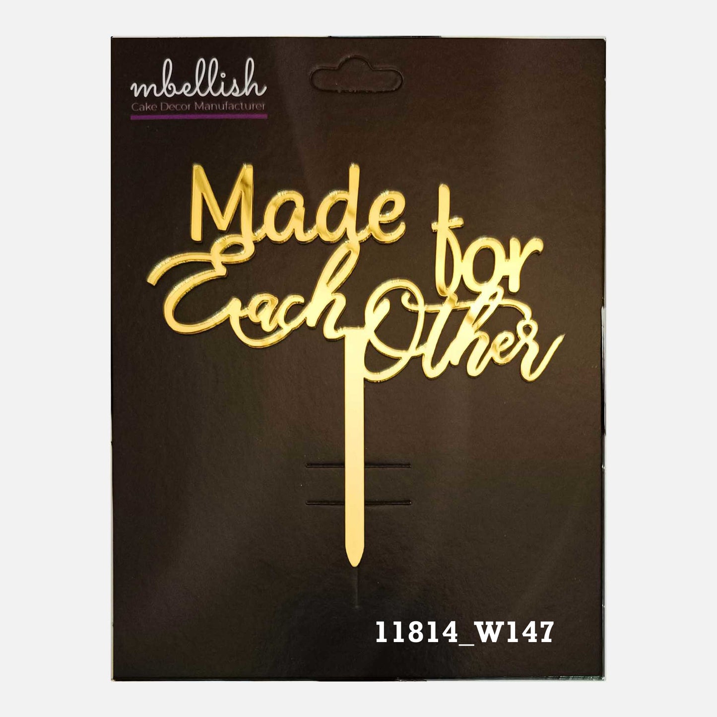 Made for each other Premium Acrylic Cake Topper, Medium Size (4 inches), Pack of 1. SKU-11814