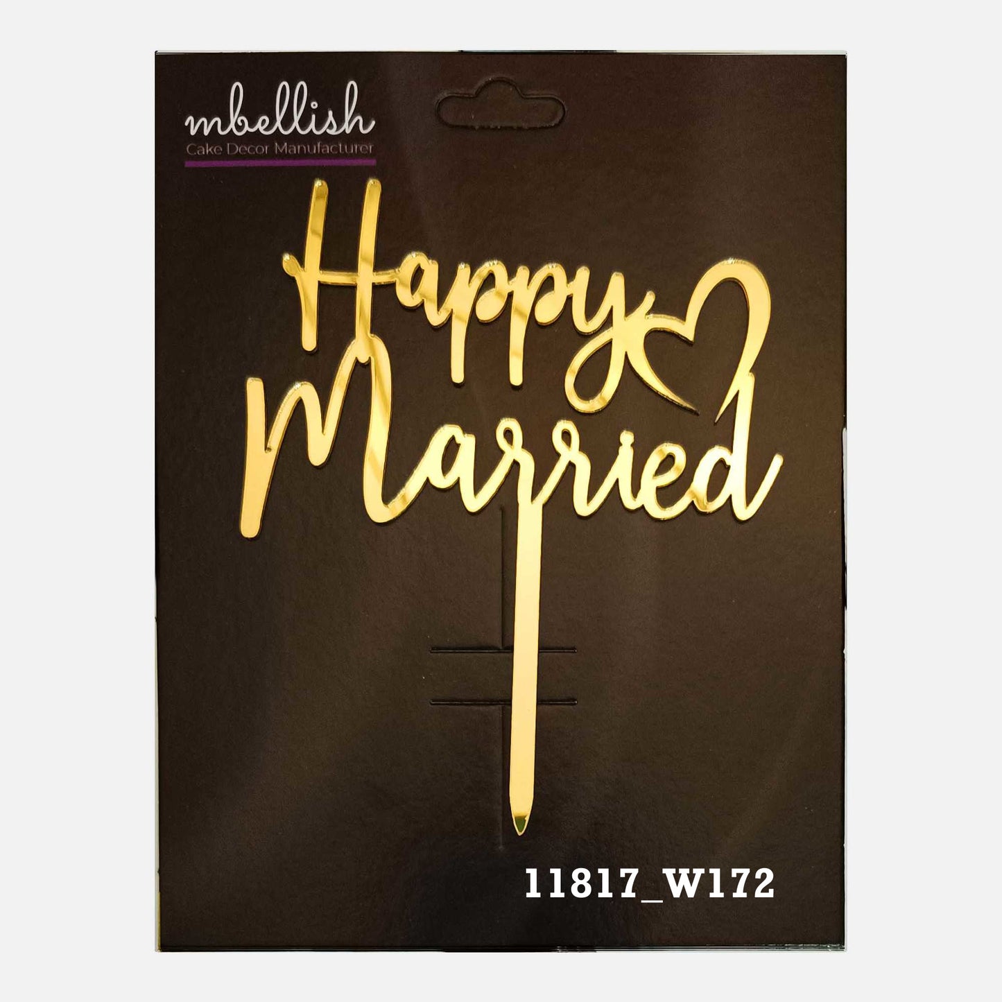 Happy Married Premium Acrylic Cake Topper, Medium Size (4 inches), Pack of 1. SKU-11817