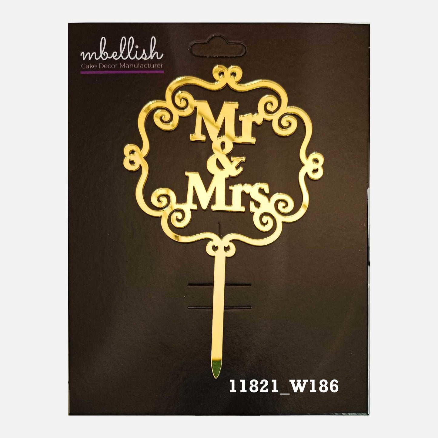 Mr & Mrs Premium Acrylic Cake Topper, Medium Size (4 inches), Pack of 1. SKU-11821