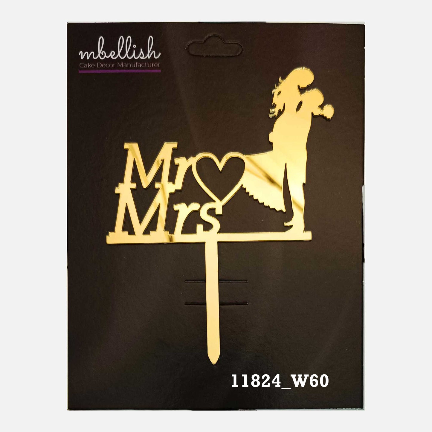 Mr Mrs Premium Acrylic Cake Topper, Medium Size (4 inches), Pack of 1. SKU-11824