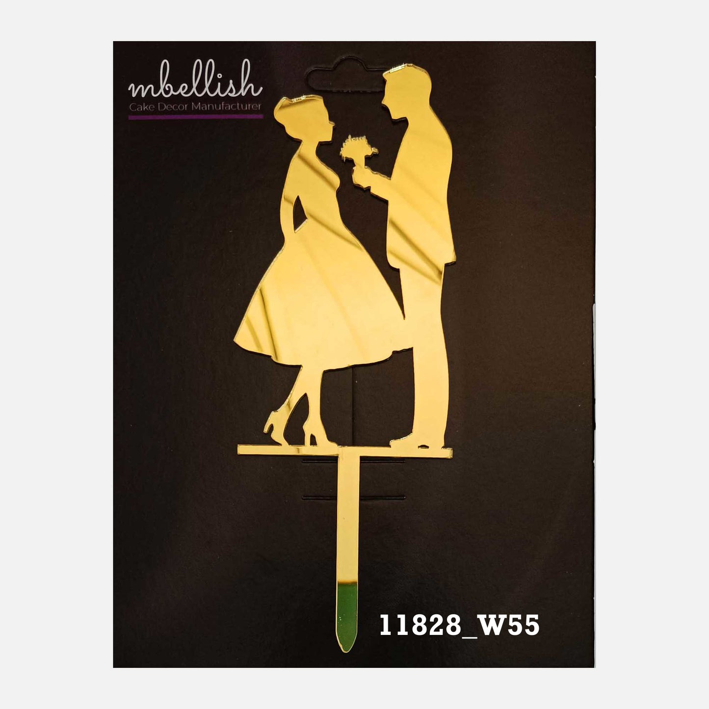 Couples Premium Acrylic Cake Topper, Medium Size (4 inches), Pack of 1. SKU-11828