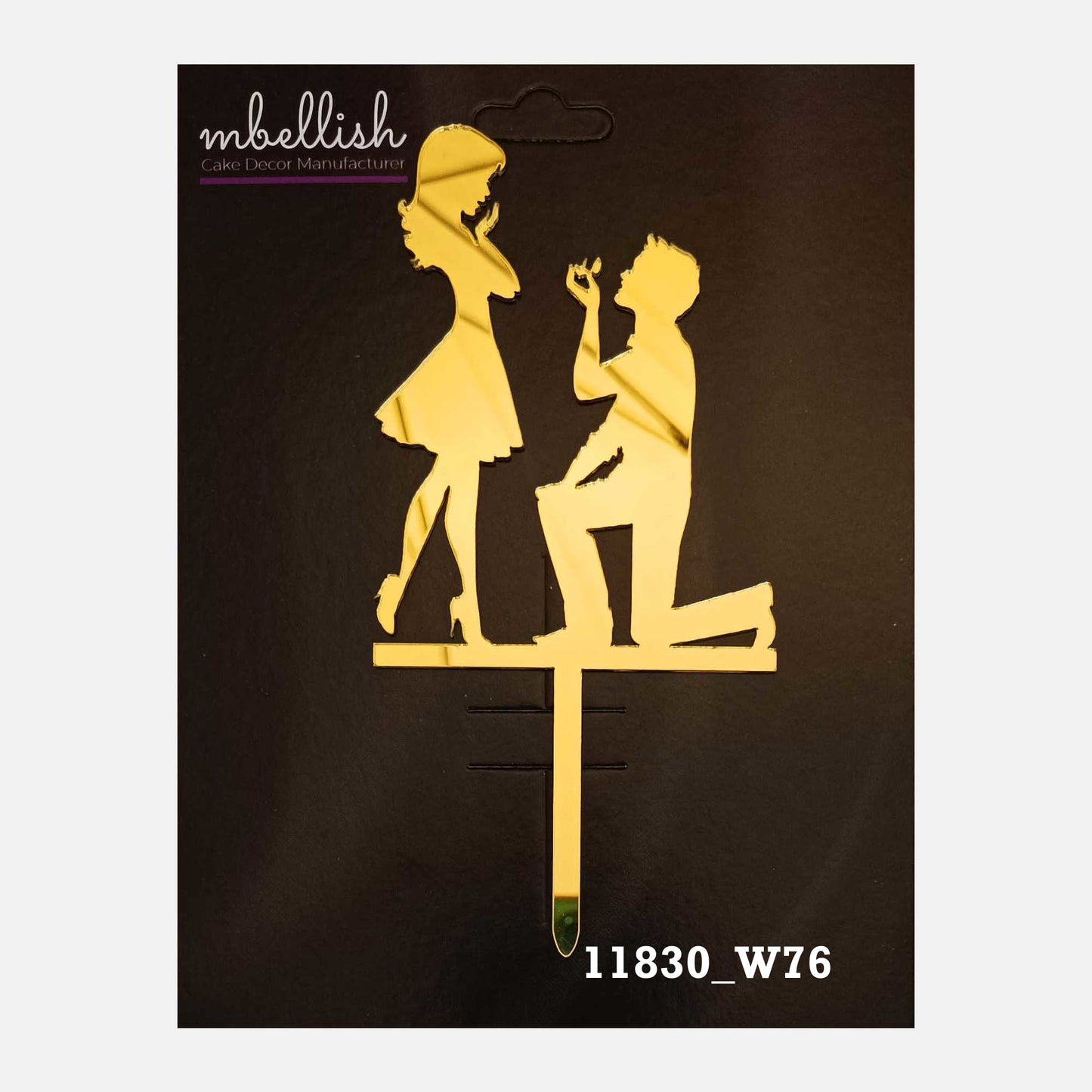 Couples Premium Acrylic Cake Topper, Medium Size (4 inches), Pack of 1. SKU-11830