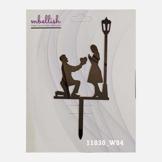 Couples Premium Acrylic Cake Topper, Medium Size (4 inches), Pack of 1. SKU-11838