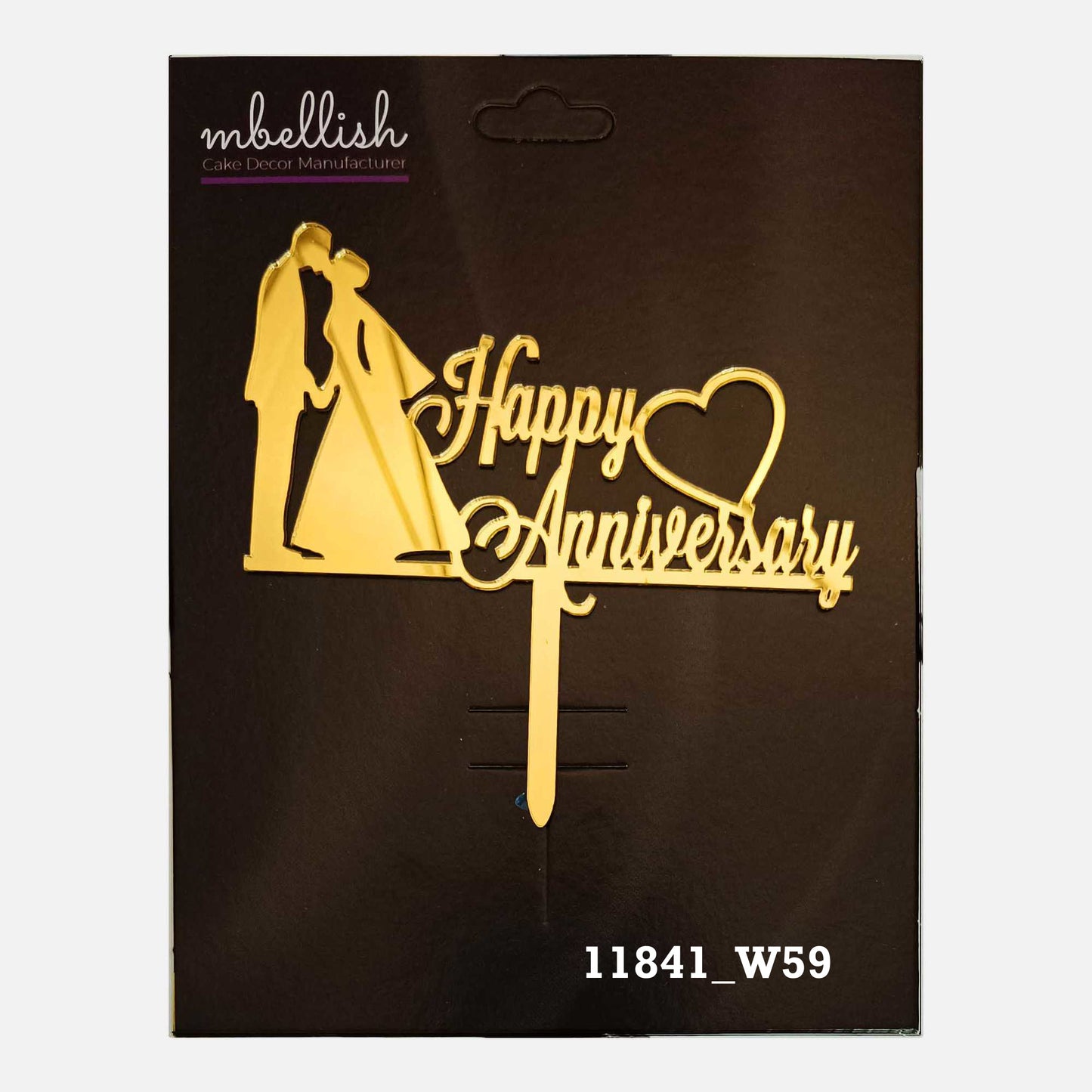 Happy Anniversary Premium Acrylic Cake Topper, Medium Size (4 inches), Pack of 1. SKU-11841