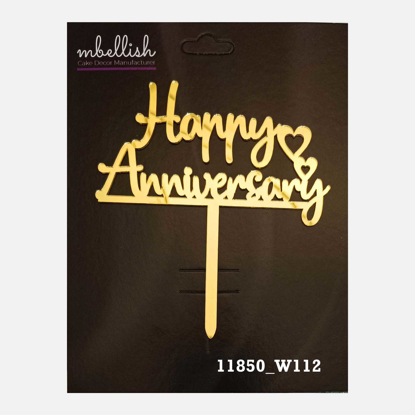 Happy Anniversary Premium Acrylic Cake Topper, Medium Size (4 inches), Pack of 1. SKU-11850