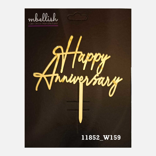 Happy Anniversary Premium Acrylic Cake Topper, Medium Size (4 inches), Pack of 1. SKU-11852