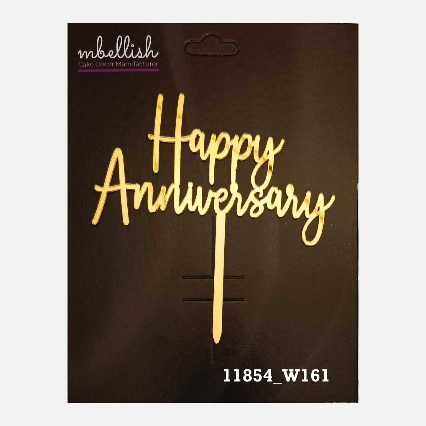 Happy Anniversary Premium Acrylic Cake Topper, Medium Size (4 inches), Pack of 1. SKU-11854