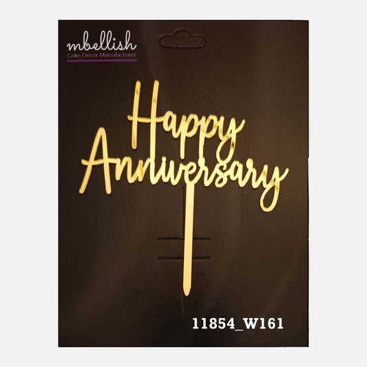 Happy Anniversary Premium Acrylic Cake Topper, Medium Size (4 inches), Pack of 1. SKU-11854