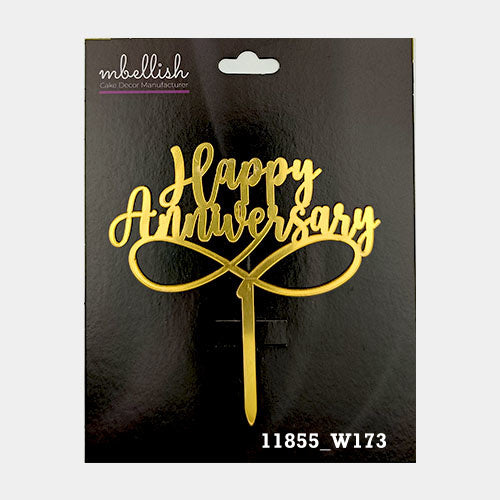 Happy Anniversary Premium Acrylic Cake Topper, Medium Size (4 inches), Pack of 1. SKU-11855