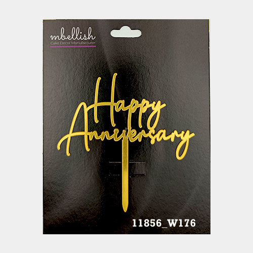 Happy Anniversary Premium Acrylic Cake Topper, Medium Size (4 inches), Pack of 1. SKU-11856