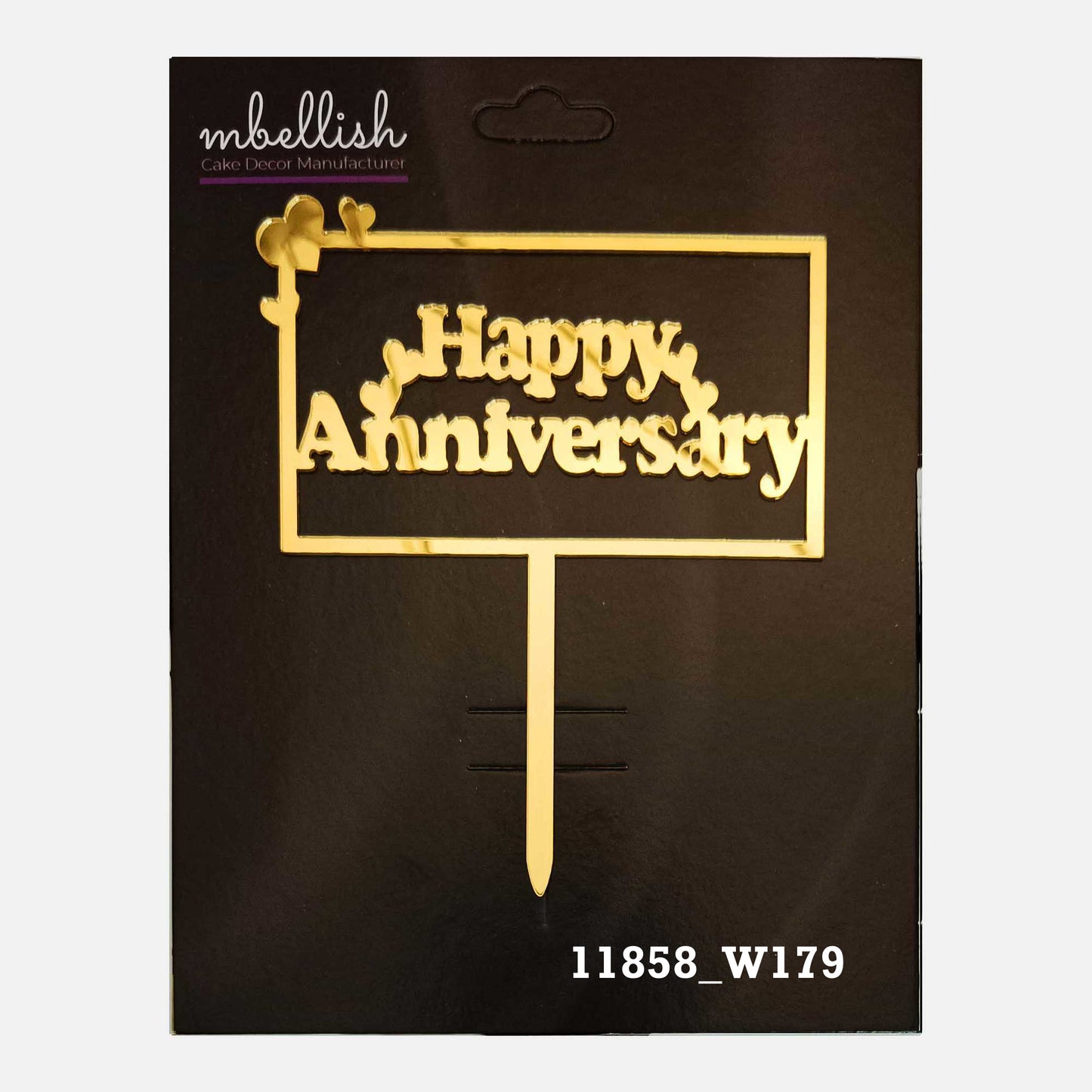 Happy Anniversary Premium Acrylic Cake Topper, Medium Size (4 inches), Pack of 1. SKU-11858