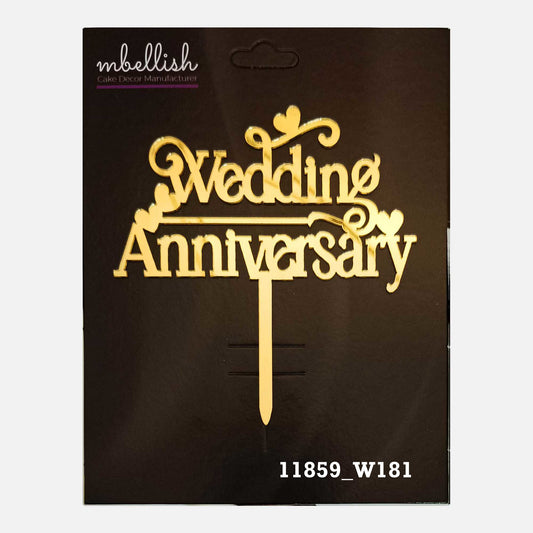 Wedding Anniversary Premium Acrylic Cake Topper, Medium Size (4 inches), Pack of 1. SKU-11859