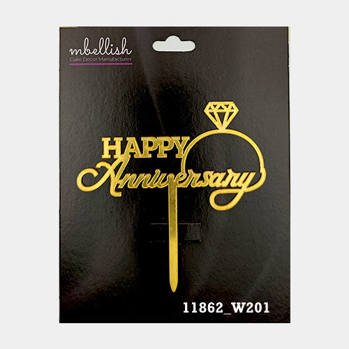 Happy Anniversary Premium Acrylic Cake Topper, Medium Size (4 inches), Pack of 1. SKU-11862