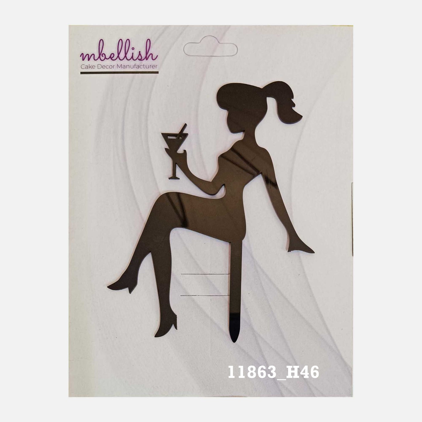 Women Silhouette Premium Acrylic Cake Topper, Medium Size (4 inches), Pack of 1. SKU-11863